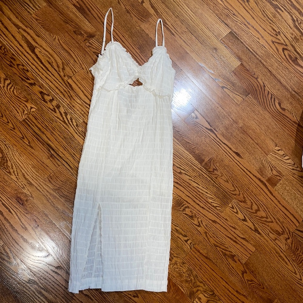 White cut out VIX textured dress